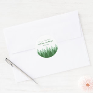 Sticker Rond Green Forest Range Woodland Wedding Favoriser