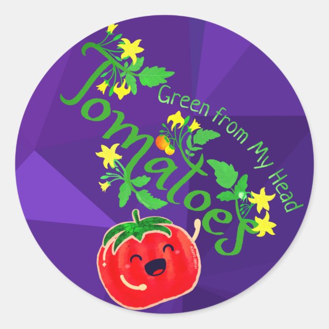 Sticker Rond Green from My Head Tomates - Jardin Punny (Devant)