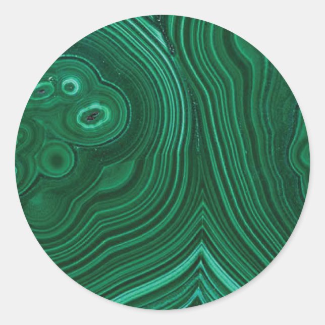 Sticker Rond Green gemstone malachite natural stone design (Devant)