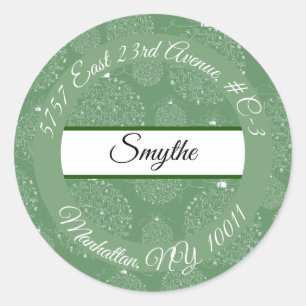 Sticker Rond Green Joyeux Noël Ornement Adresse de retour -