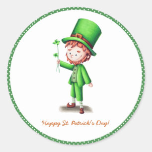 Sticker Rond Green Leprechaun St Patrick’s Day