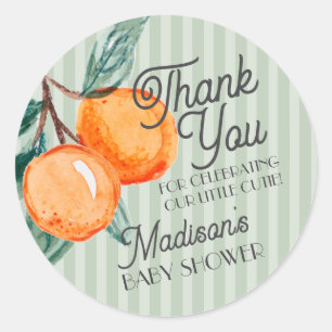 Sticker Rond Green Little Cutie Citrus Baby shower Favoriser