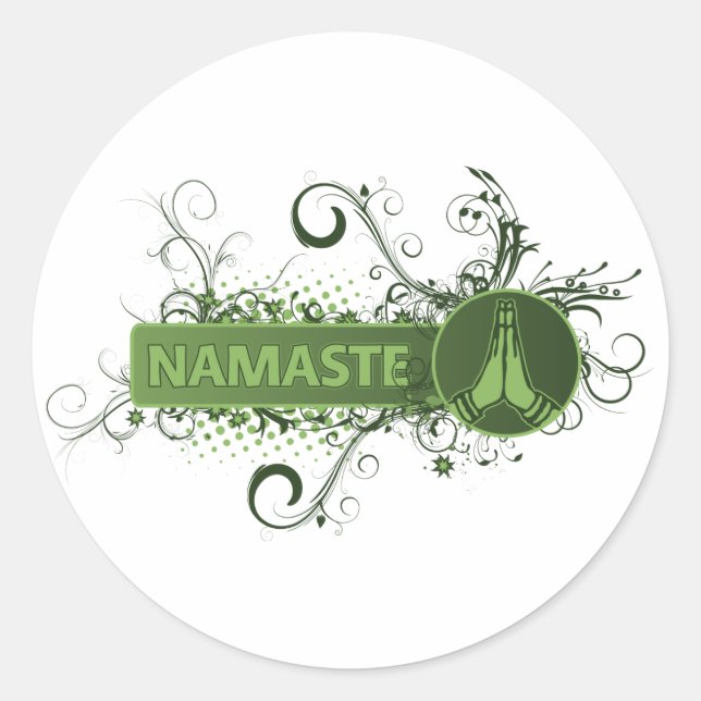 Sticker Rond Green Namaste (Devant)