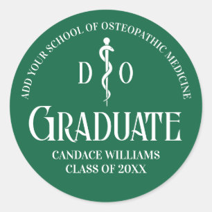 Sticker Rond Green Osteopathic Médicale School Graduation Party