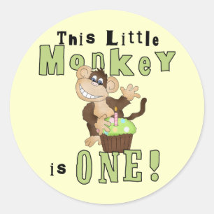 Sticker Rond Green Party Singe 1er Anniversaire Tshirts et cade