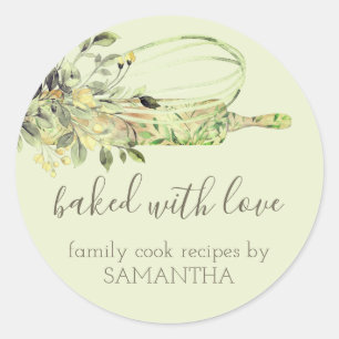 Sticker Rond Green Rustic Rolling pin whisky Chef Bakery