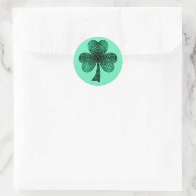 Sticker Rond Green Sparkles Shamrock St Patrick' Day turquoise (Sac)