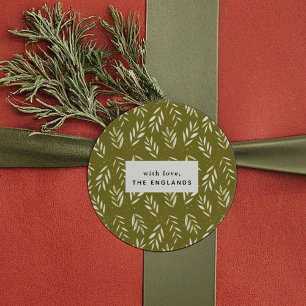 Sticker Rond Green Sprigs Botanical Custom