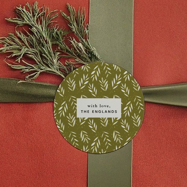 Sticker Rond Green Sprigs Botanical Custom (Green Sprigs Botanical Custom Classic Round Sticker)