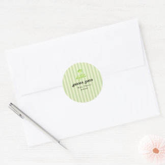 Sticker Rond Green Stripes Matcha Baby Shower 