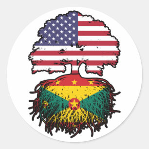 Sticker Rond Grenade Grenade États-Unis Drapeau des racines d'a