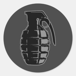 Sticker Rond Grenade main - gris