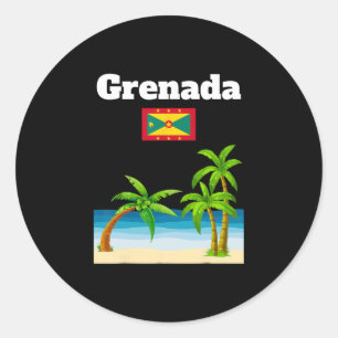 Sticker Rond Grenade Voyage Souvenir Drapeau Grenadien Vacances