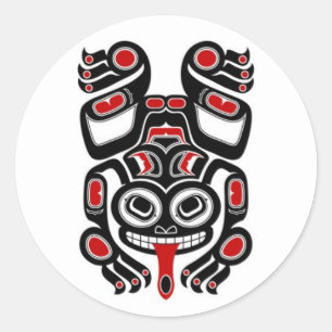 Sticker Rond Grenouille à araignée rouge et noire