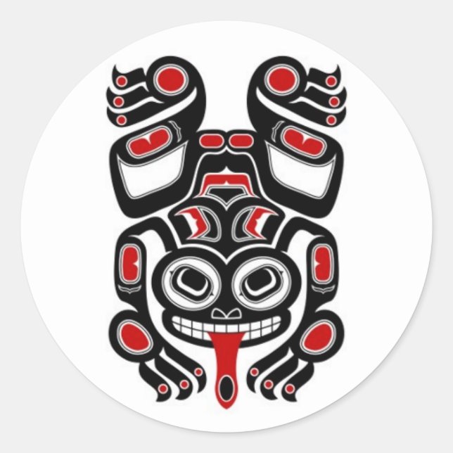 Sticker Rond Grenouille à araignée rouge et noire (Devant)