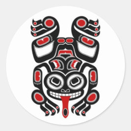 Sticker Rond Grenouille à araignée rouge et noire