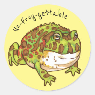 Sticker Rond Grenouille à cornes ornées, non-grenouille