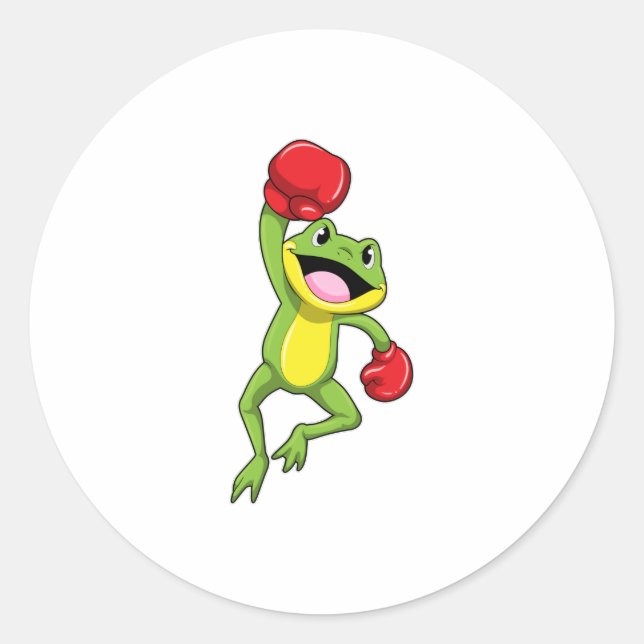 Sticker Rond Grenouille à la boîte avec gants de boxe (Devant)