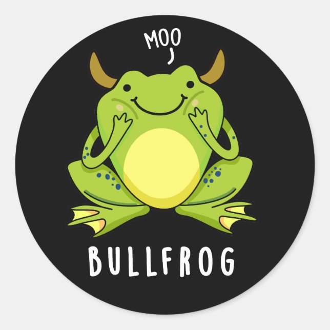 Sticker Rond Grenouille à taureaux Funky Animal Frog Pun Dark B (Devant)