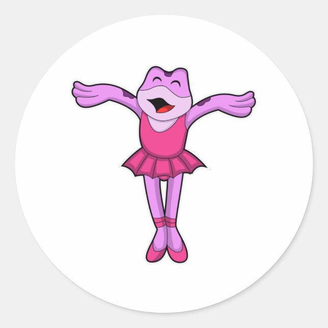 Sticker Rond Grenouille au Ballet Dance avec jupe (Devant)