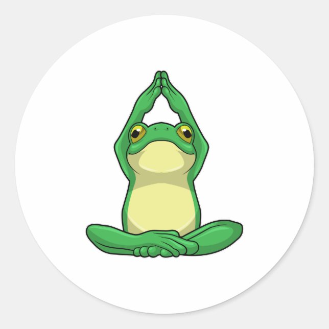 Sticker Rond Grenouille au yoga en jambe croisée (Devant)