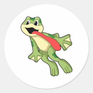 Sticker Rond Grenouille avec langue