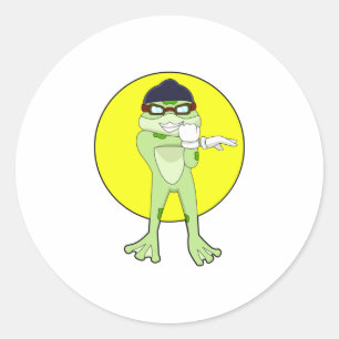 Sticker Rond Grenouille avec lunettes de natation