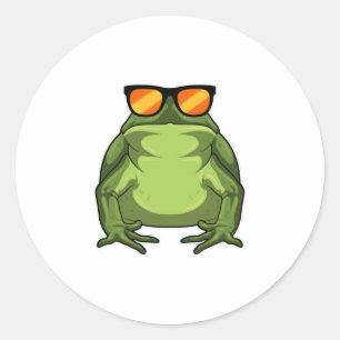 Sticker Rond Grenouille avec lunettes de soleil
