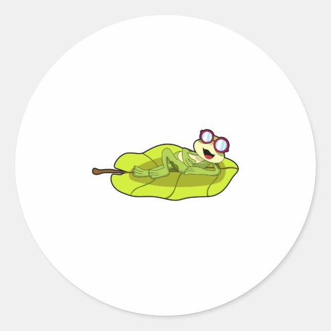 Sticker Rond Grenouille avec lunettes de soleil (Devant)