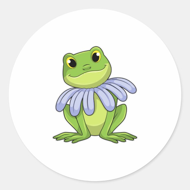 Sticker Rond Grenouille avec marguerite (Devant)