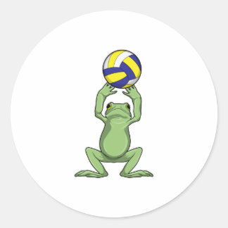 Sticker Rond Grenouille avec volleyball