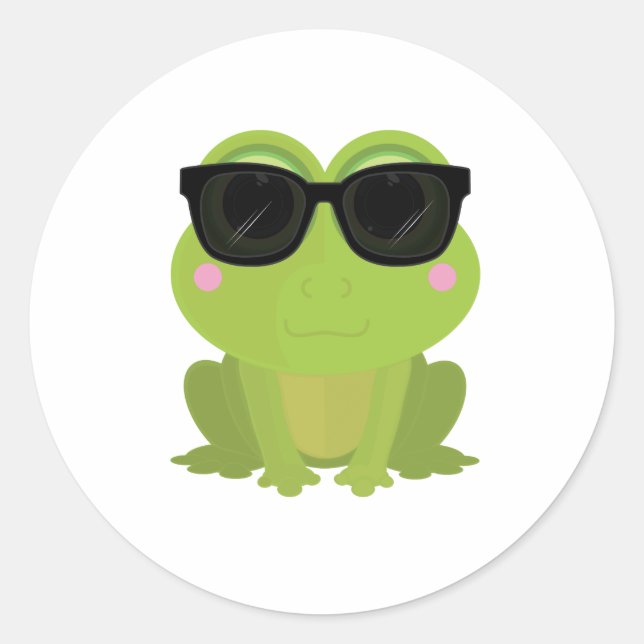 Sticker Rond Grenouille cool (Devant)