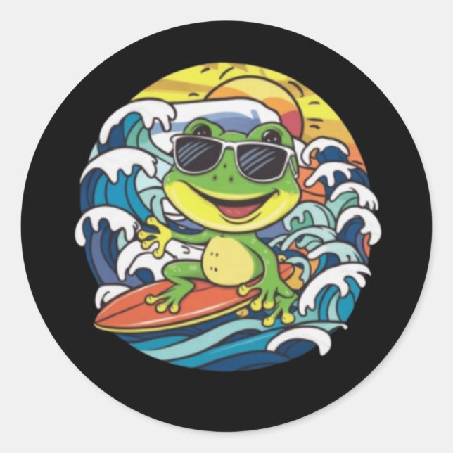 Sticker Rond Grenouille cool (Devant)