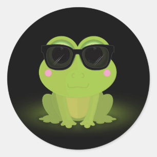 Sticker Rond Grenouille cool