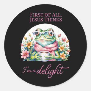 Sticker Rond Grenouille d'abord Jésus pense qu'un délice chréti
