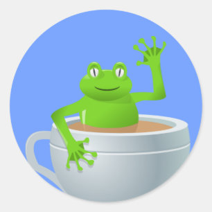 Sticker Rond Grenouille dans un thé