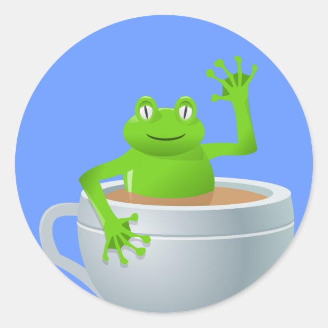 Sticker Rond Grenouille dans un thé (Devant)