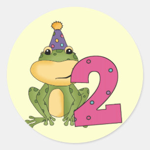 Sticker Rond Grenouille de fête 2e anniversaire T-shirts et cad