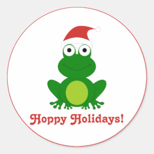 Sticker Rond Grenouille de houblon de Père Noël de vacances