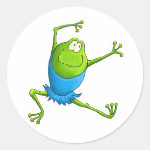 Sticker Rond Grenouille heureuse de ballet de saut