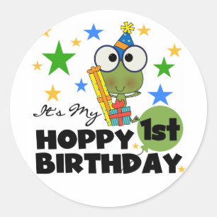 Sticker Rond Grenouille Hoppy 1er Anniversaire T-shirts et cade