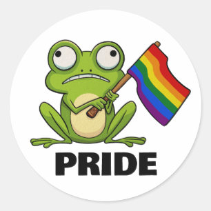 Sticker Rond Grenouille LGBT avec drapeau de la fierté