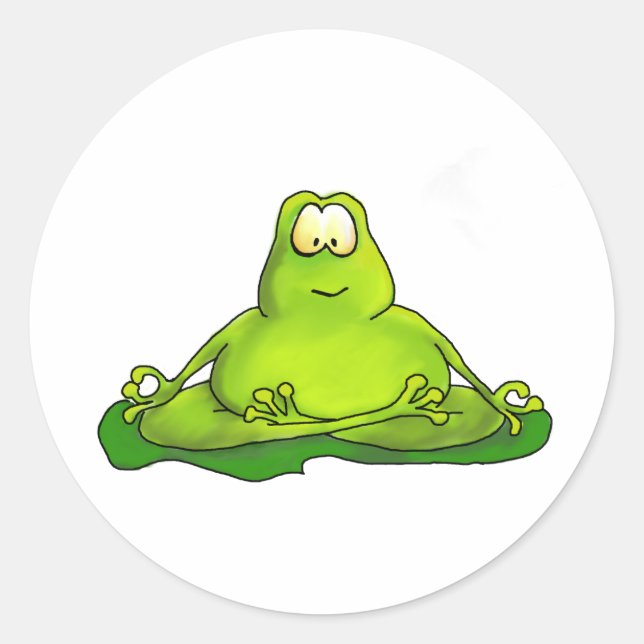 Sticker Rond Grenouille méditante grasse (Devant)