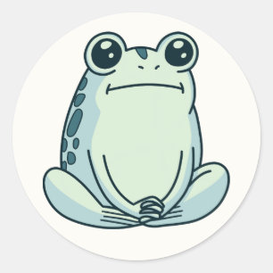 Sticker Rond Grenouille méditative zen au visage impassible