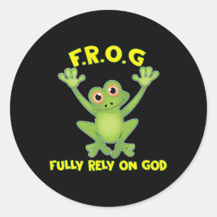 Sticker Rond Grenouille Pleinement S'Appuyer Sur Dieu Christian