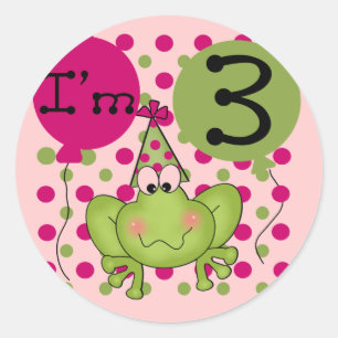 Sticker Rond Grenouille rose 3ème anniversaire Tshirts et cadea