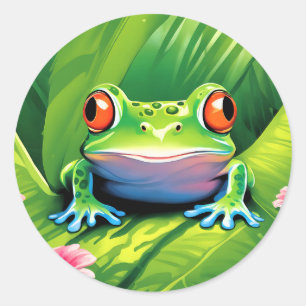 Sticker Rond Grenouille tropicale