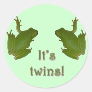 Sticker Rond Grenouille verte C'est des jumeaux ! Nouveau Stick