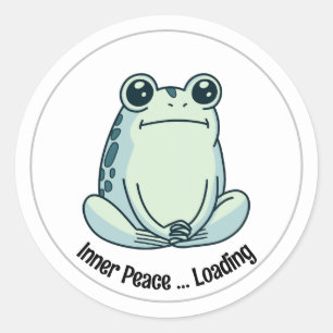 Sticker Rond Grenouille Zen de Cartoon Chill, Grenouille Mignon
