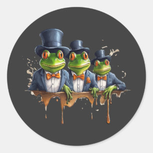 Sticker Rond Grenouilles en élégance